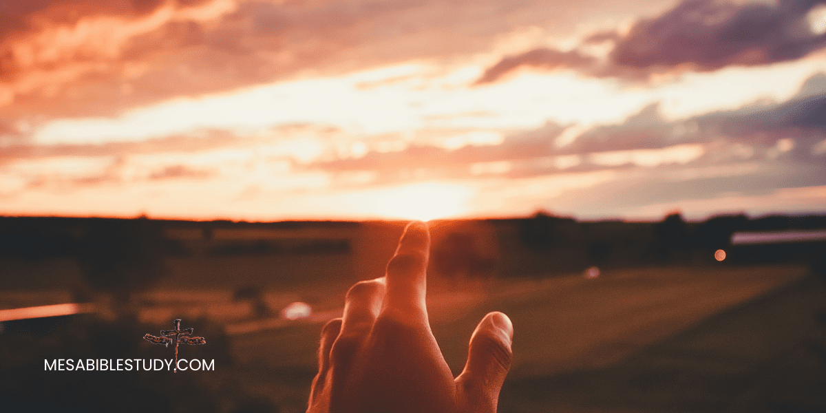 Person hand reaching up to God.
