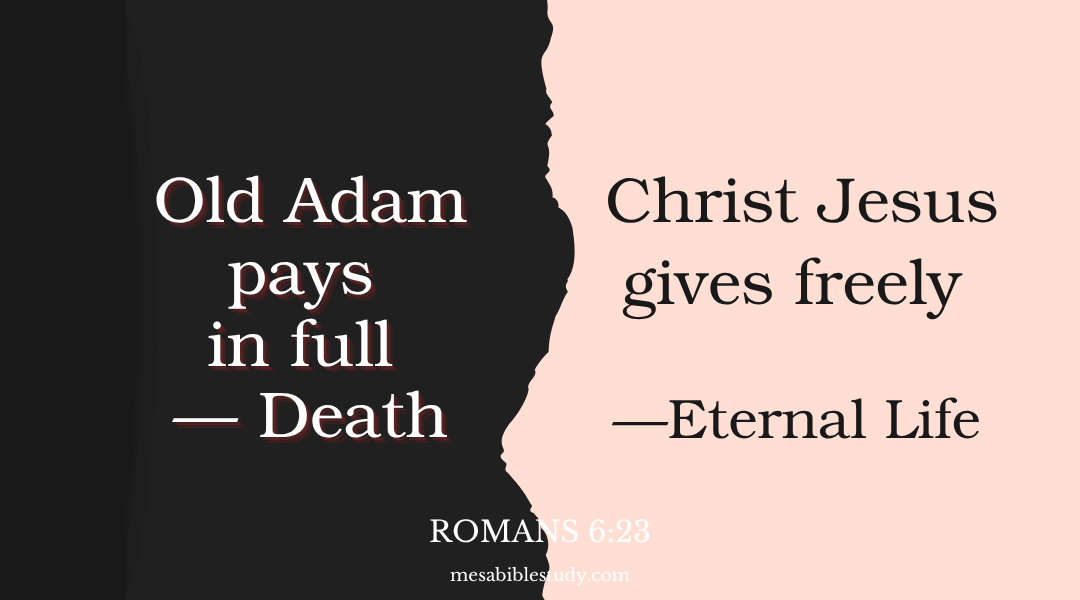 Old Adam Pays Out unto Death (Earned) | Christ Freely Gives Eternal Life (Gift)