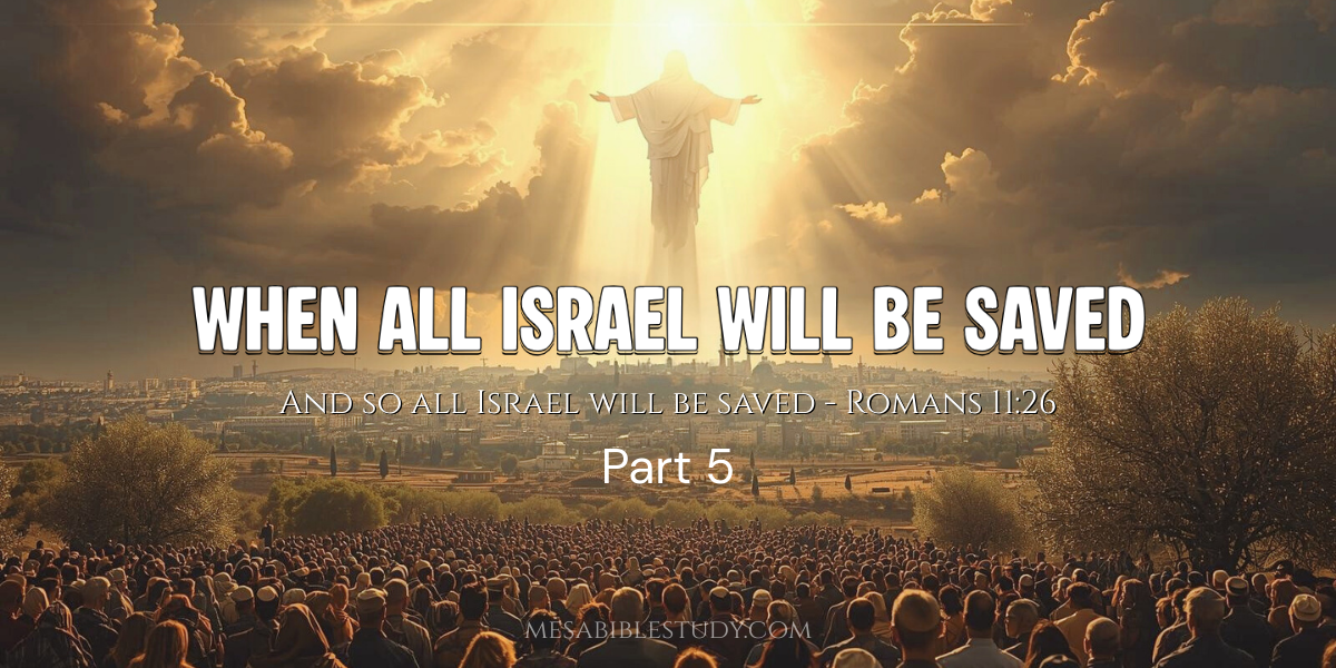 Cinematic biblical illustration of Christ’s return to Jerusalem, with a preserved Jewish remnant looking upward as the Deliverer comes out of Zion, symbolizing Israel’s future salvation according to Romans 11 and Zechariah 12.